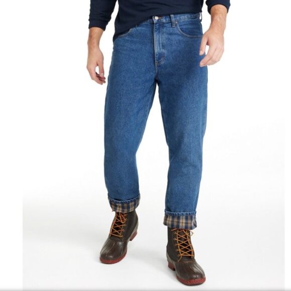 LL Bean Classic Fit Flannel-Lined Jeans 32X34 - Picture 1 of 12